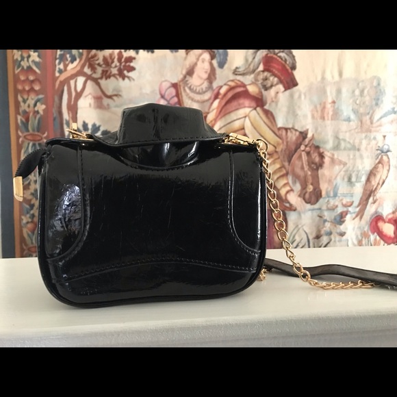 Adorable & Unique Black & Gold Motorcycle Jacket Bag! - Picture 4 of 16